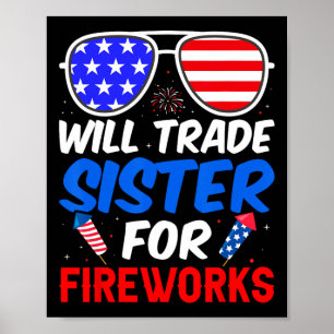 Poster Irmã Comercial Para Fogos De Artifício 4 De Julho