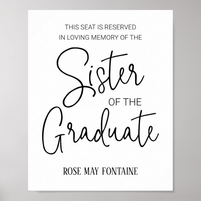 Poster Irmã da Cadeira Reservada em Memória do Graduado (Frente)