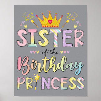 Poster Irmã Da Festa De Menina Da Princesa De Aniversário