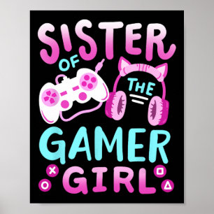Poster Irmã Da Garota Gamer Groovy Aniversário Vídeo Gam