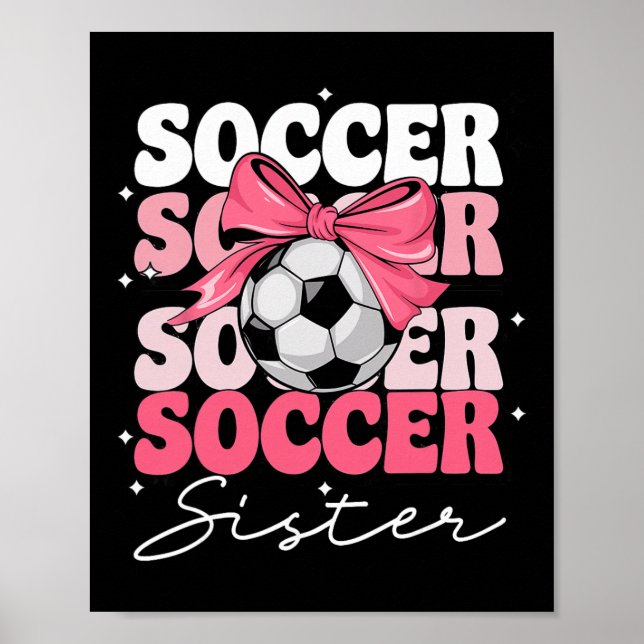 Poster Irmã de futebol Groovy Coquette Bow Futebol _2 (Frente)