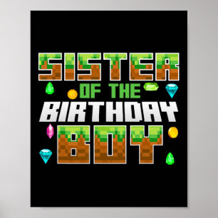 Poster Irmã Do Aniversariante Video Gamer Número Pixel
