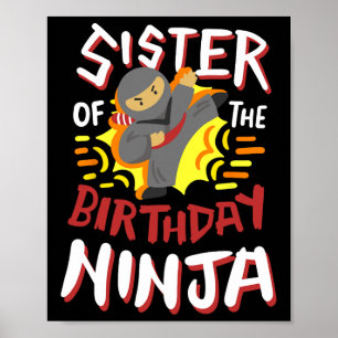 Poster Irmã Do Aniversário Ninja Karate Kids Parte Do Dia