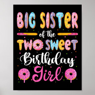 Poster Irmã Mais Velha Dos Dois Doces Donuts De Aniversár