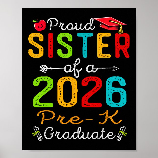 Poster Irmã Orgulhosa Da Graduada Pré-escolar De 2026 No  (Frente)