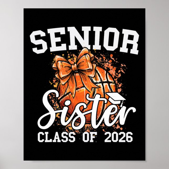 Poster Irmã Sênior Cl De 2026 Coquette Basquete Graduada (Frente)