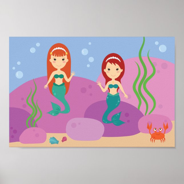 Poster Irmã sereia submarina balançando poster. (Frente)