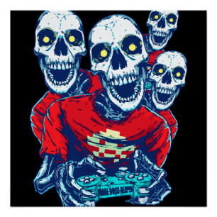 Póster Irmandade Eterna de Jogos: O Esqueleto Gamer Verme