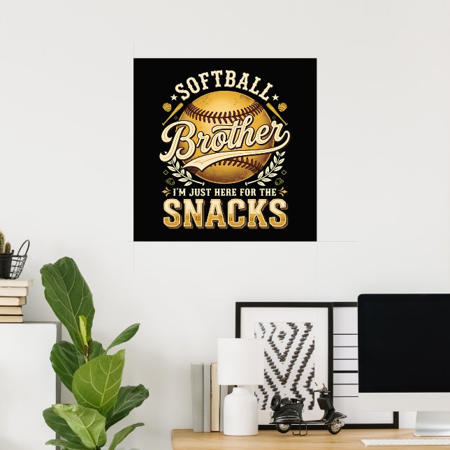 Poster Irmão de Softball Divertido Lanches Esportes (Escritório em casa)