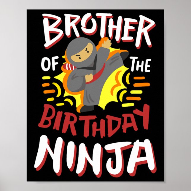 Poster Irmão Do Aniversário Ninja Karate Kids Bday Par (Frente)