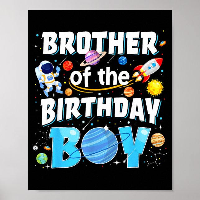 Poster Irmão Do Astronauta Do Espaço Do Menino Do Anivers (Frente)