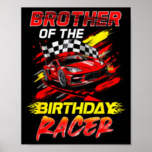 Poster Irmão Do Partido De Carro De Corrida Do Aniversari