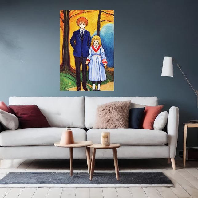 Poster Irmão e irmã na floresta | Arte AI (Criador carregado)