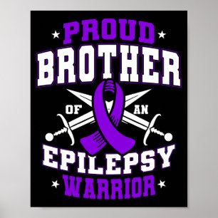 Poster Irmão orgulhoso de um guerreiro da epilepsia roxo