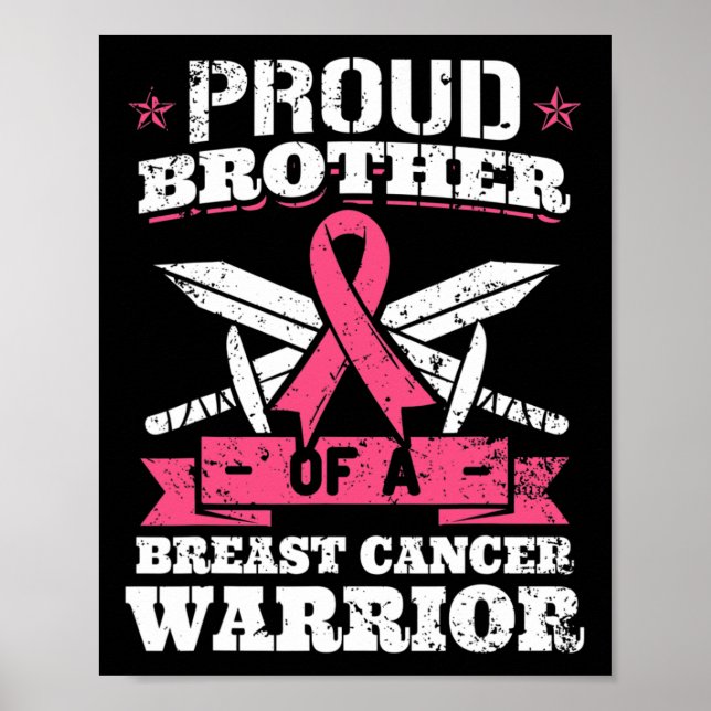 Poster Irmão Orgulhoso Do Guerreiro Do Cancer Da Mama Ros (Frente)