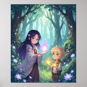 Poster Irmãos com Arte de Parede de Desenho Animado Vibra