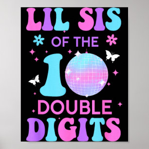 Poster Irmãzinha da Menina de Aniversário Dígitos Duplos 