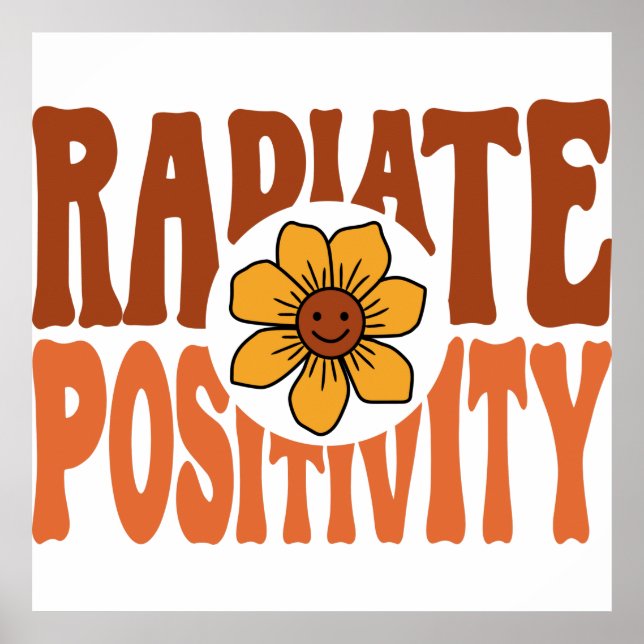 Poster Irradie Positividade Flor Sorridente Retro (Frente)