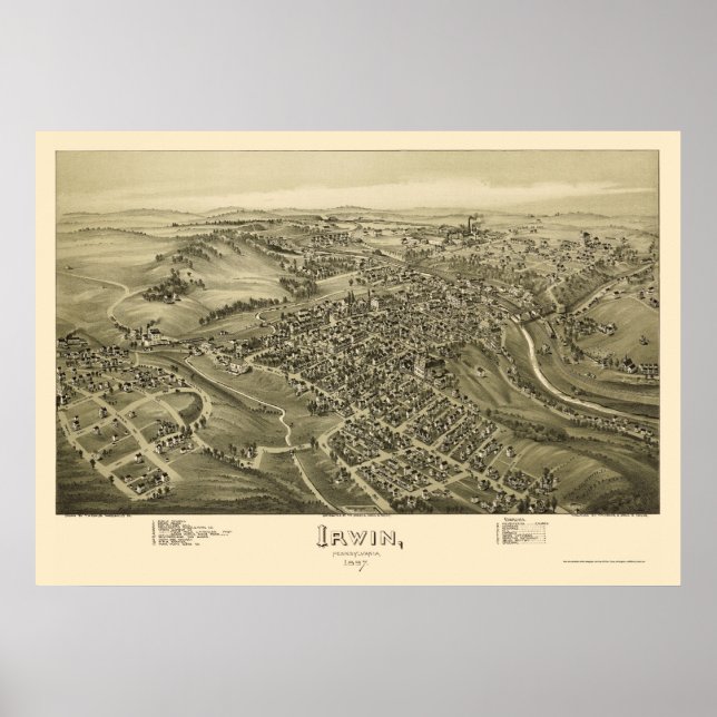 Poster Irwin, PA Panorâmica - 1897 (Frente)