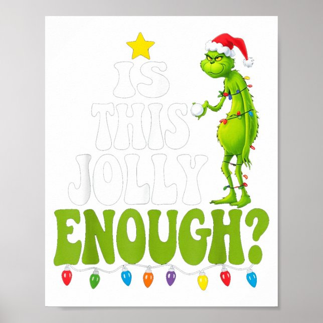Poster Is This Jolly Enough Green Merry Christmas Tree Li (Frente)