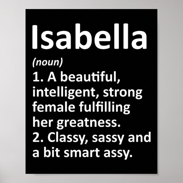 Poster Isabella Definition Personalized Name Funny Christ (Frente)