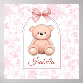 Poster Isabella | Design de Enfermeiro de Urso Rosa Perso