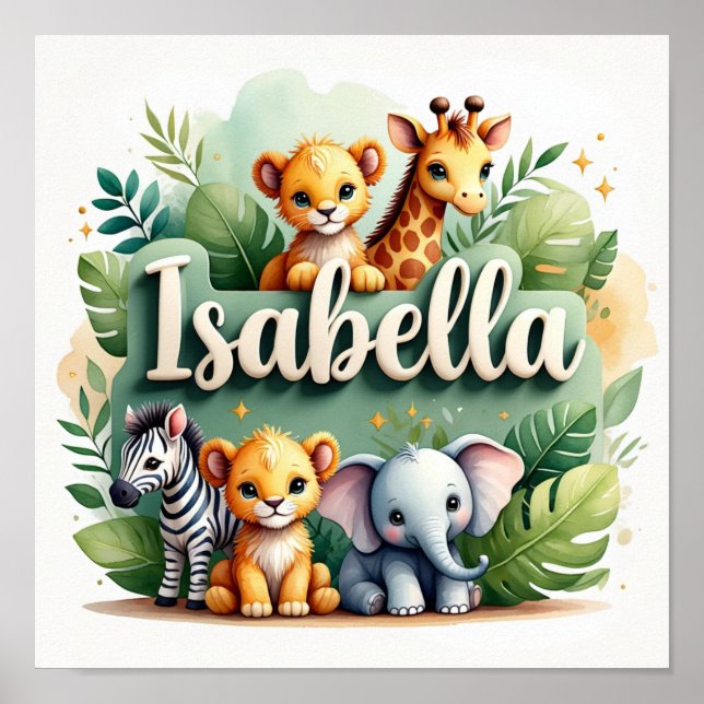 Poster Isabella Safari Nursery Wall Art (Frente)
