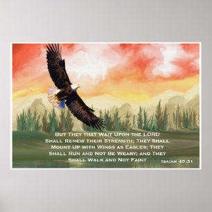 Poster Isaiah 40:31 Bíblia Verse Monte nas Asas