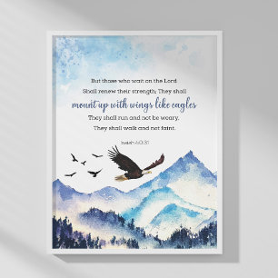 Poster Isaiah 40:31 Monte asas como águias