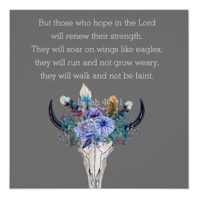 Póster Isaiah 40 Hope Bíblia Verse Boho Skull (Frente)