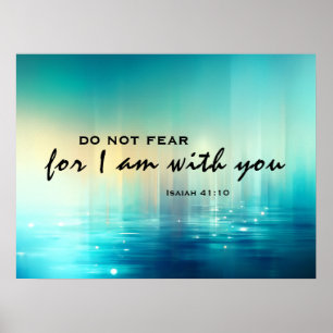 Poster Isaiah 41:10 Estou com você Bíblia Verse Blue