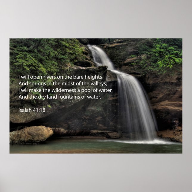 Poster Isaiah 41:18 Waterfall (Frente)