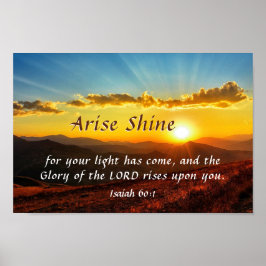 Poster Isaiah 60:1 Sente-se Brilhando Sua luz veio Bíblia