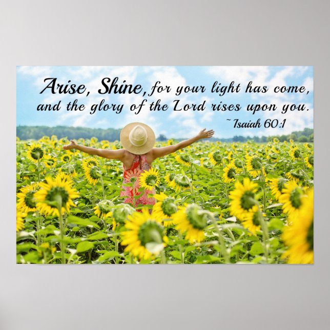 Poster Isaiah 60:1 Sente-se para sua luz (Frente)