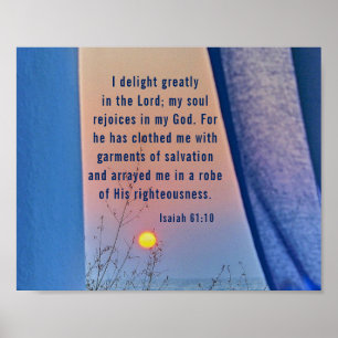 Poster Isaiah 61:10 Eu me deleito grandemente na Bíblia d
