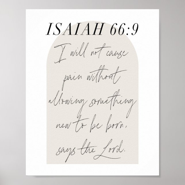 Poster Isaiah 66:9 Manuscrito Mínimo do Arco Beige Boho (Frente)