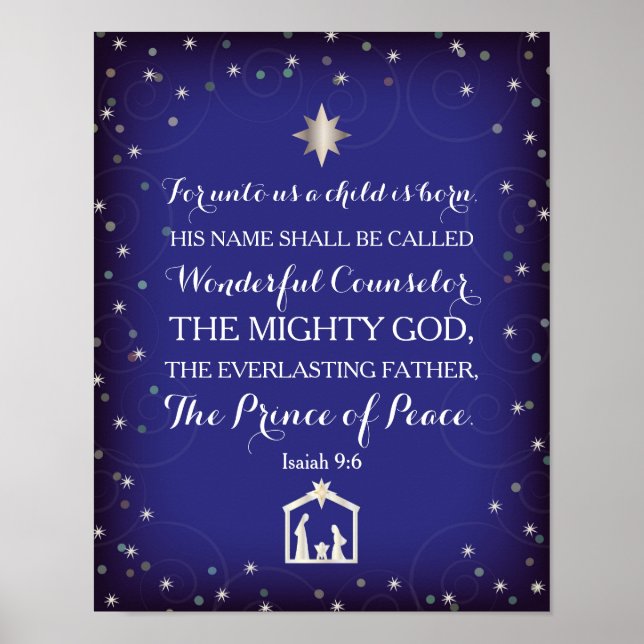 Poster Isaiah 9:6 Para Nós Uma Criança É Nascer (11x14) (Frente)