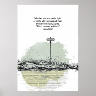 Poster Isaías 30:21 Arte Cristã para Paredes Decoração de