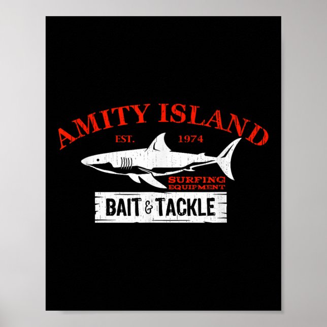 Poster Iscas e apetrechos de pesca retrô da Ilha Amity (Frente)