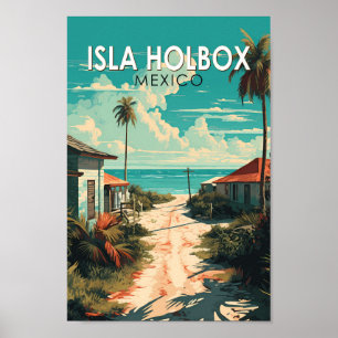 Poster Isla Holbox Mexico Viagem Art Vintage