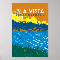 Isla Vista California Viagem Art Vintage