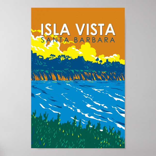 Poster Isla Vista California Viagem Art Vintage (Frente)