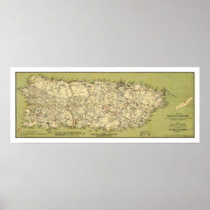 Poster Island of Puerto Rico Map 1900