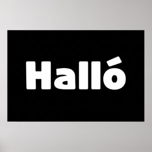 Poster Islandês Halló { Hello ) Íslenska Language