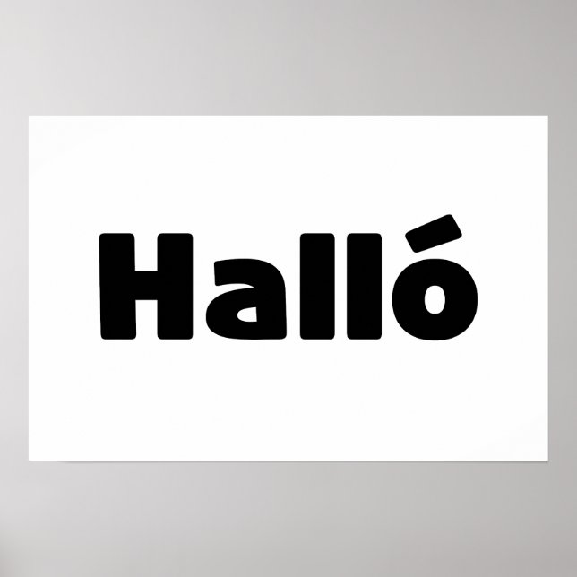 Poster Islandês Halló { Olá ) Língua Islandesa (Frente)