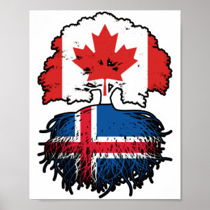 Poster Islândia Canada Tree Roots Flag