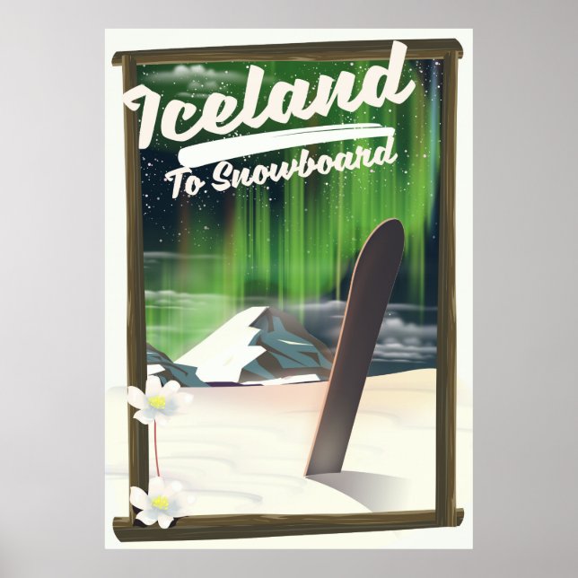 Poster Islândia para Snowboard (Frente)