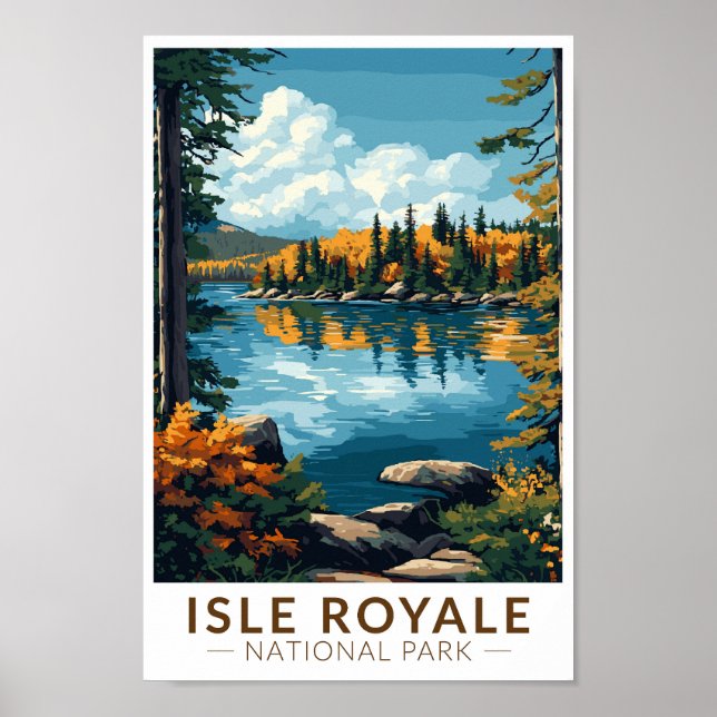 Poster Isle Royale National Park Viagem Art Vintage (Frente)
