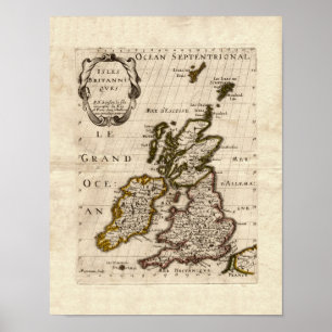 Poster Isles Britaniques - 1700 Nicolas Fils Sanson Map