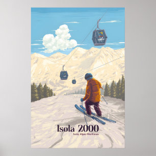 Poster Isola 2000 Alpes-Maritimes França Estância de Esqu